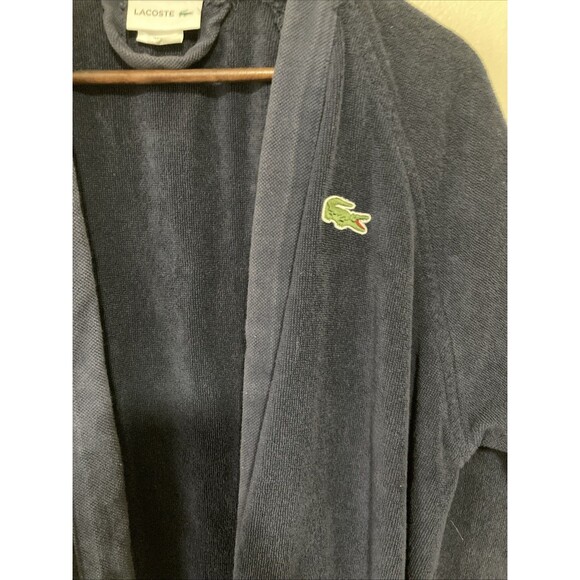 Lacoste Robe 1 Size Navy Blue Classic French Terry Loungewear Bath Robe Men' - Picture 3 of 11